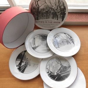 Williams Sonoma Porcelain Entertaining Plates Cities in the Snow